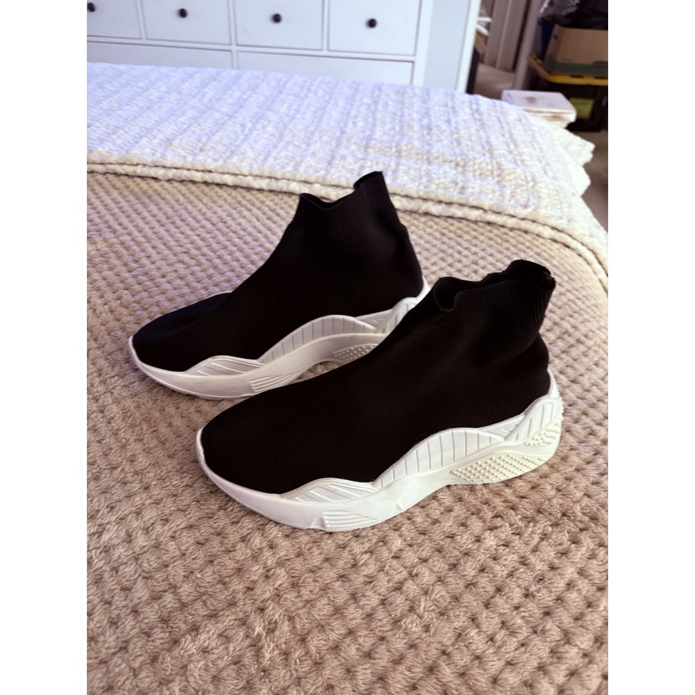 Jeffrey Campbell women black platform knit Lunix sneakers 8.5 Sport High Wedge